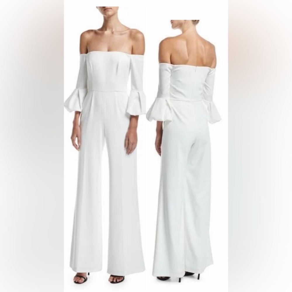 JAYGODFREY Off-the-Shoulder White Wide-Leg Jumpsuit